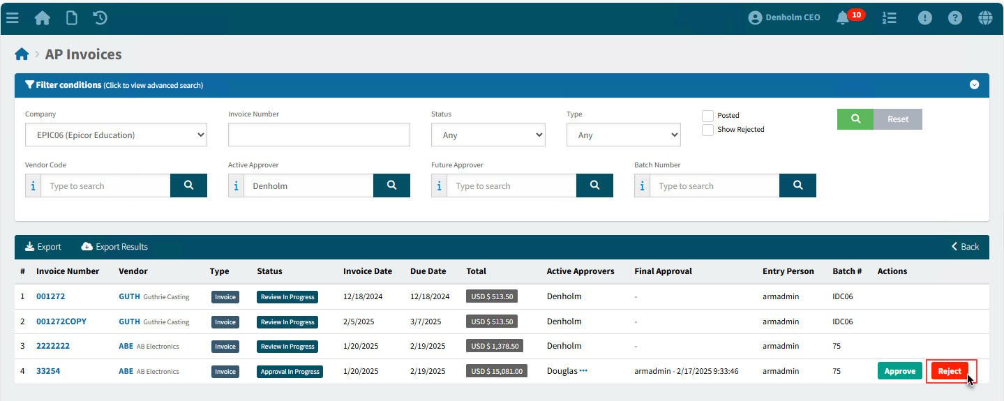 RejectOnSummaryPage