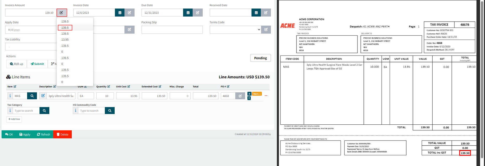 AcceptNewInvoiceTotal