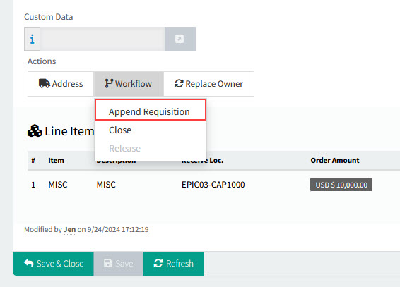 AppendRequisitionToBLPFO