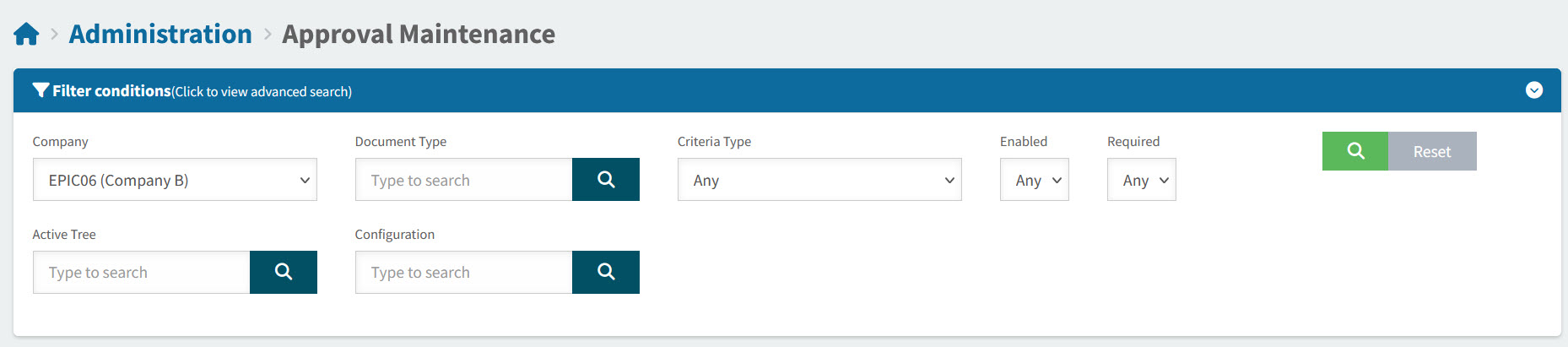 ApprovalMaintenanceFilterConditions