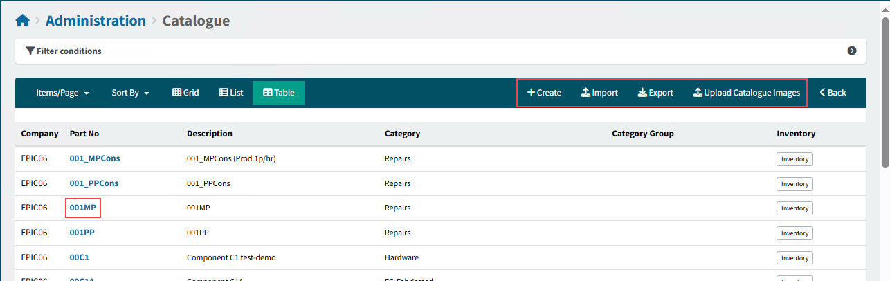 CatalogueMenuBarAndResults