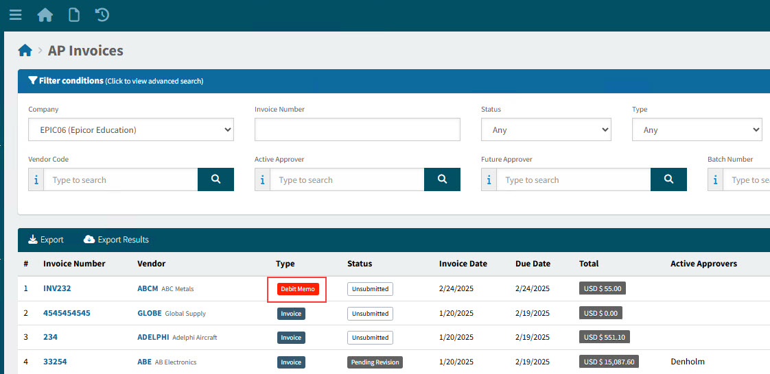 DebitMemoInAPInvoice
