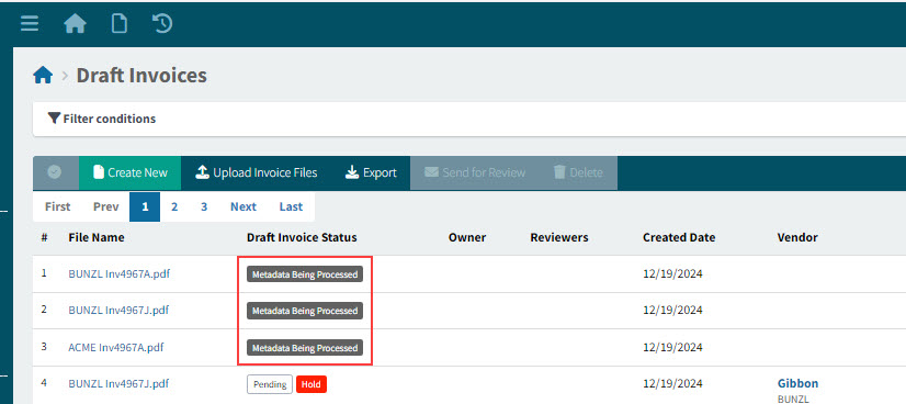 DraftInvoicesBeingProcessed
