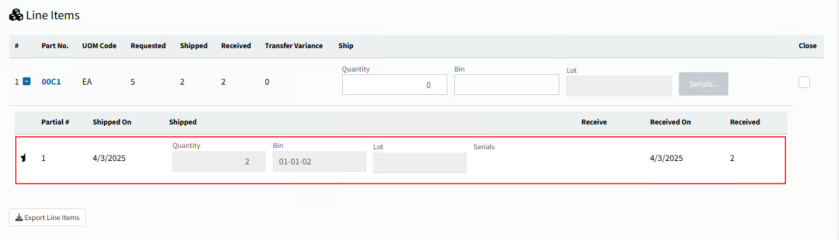 PartialShippedTransfer