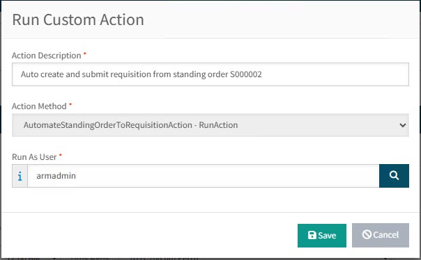 RunCustomActionStandingOrder