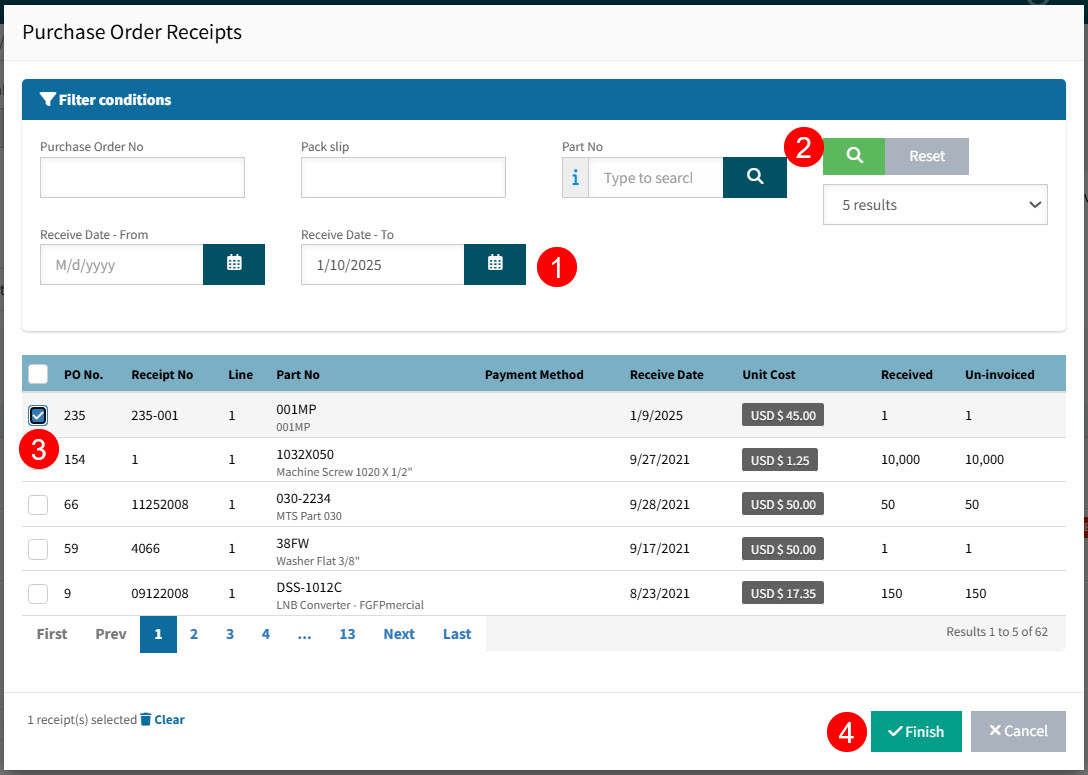 SelectPOReceiptLines