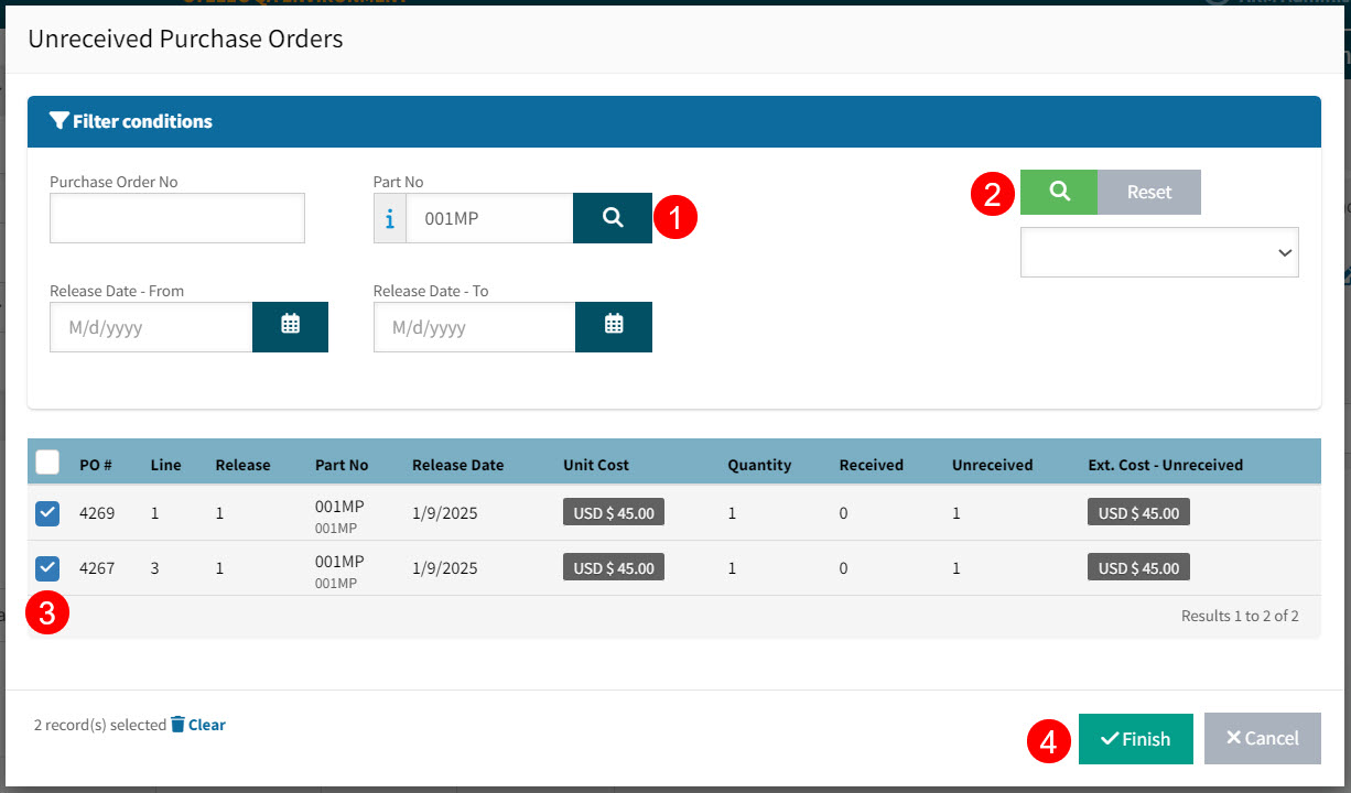 SelectUnreceivedPOLines