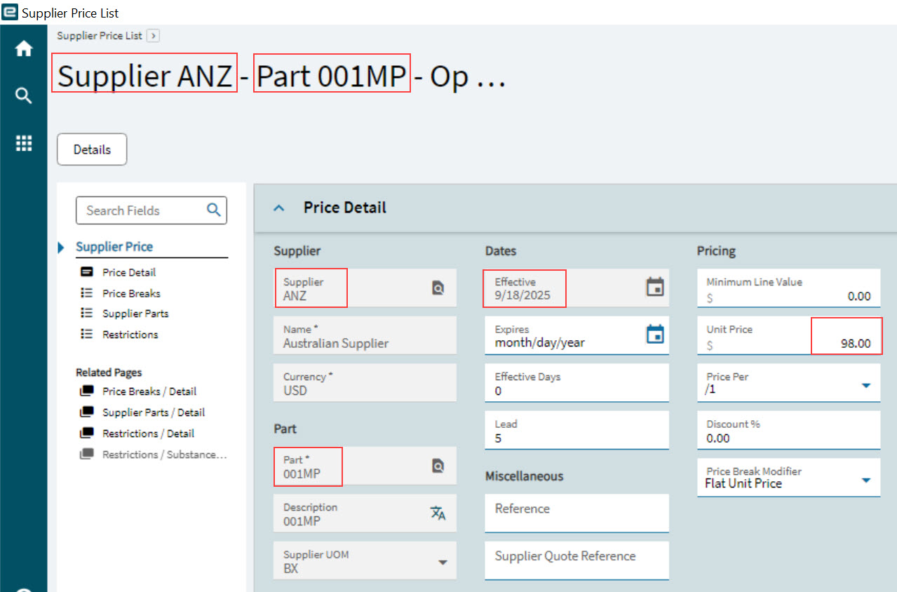 SupplierPriceListWithPrice