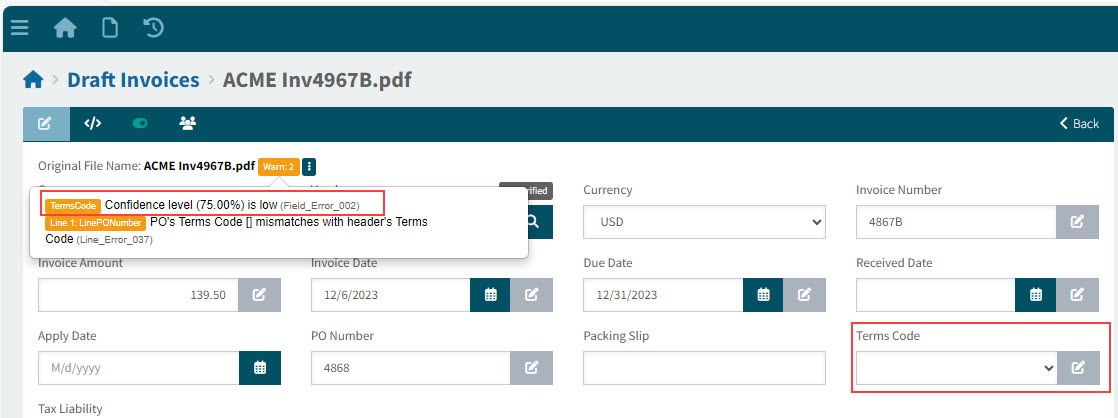 TermsCodeConfidenceLevelIsLow