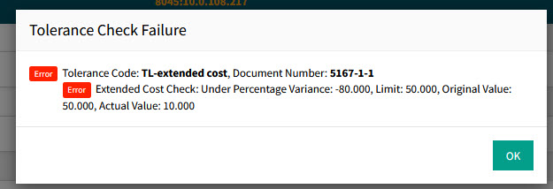 ToleranceCheckErrorExtendedCost
