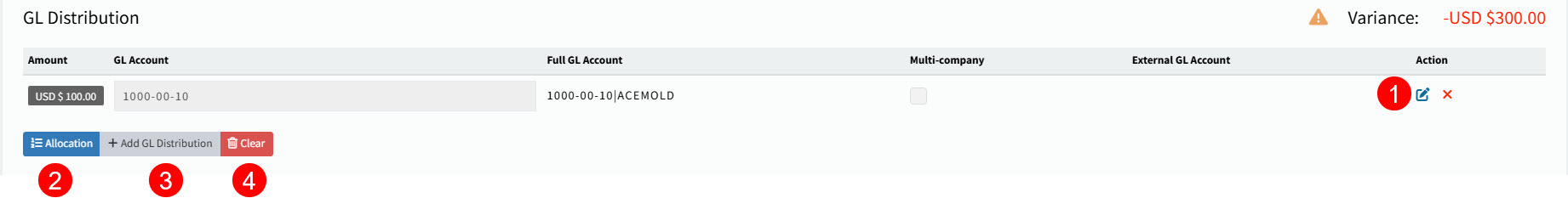 UpdateGLDistributionForVariance