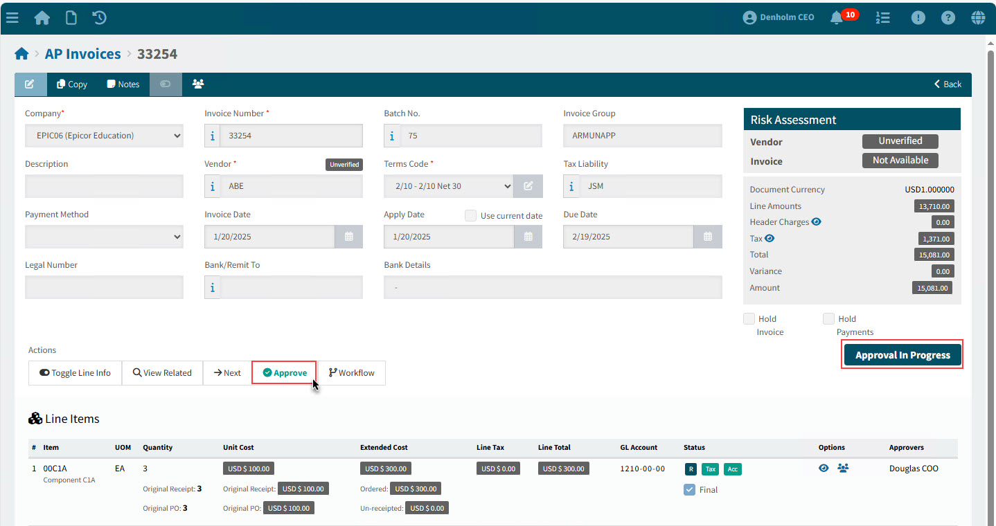 ApproveAPInvoice